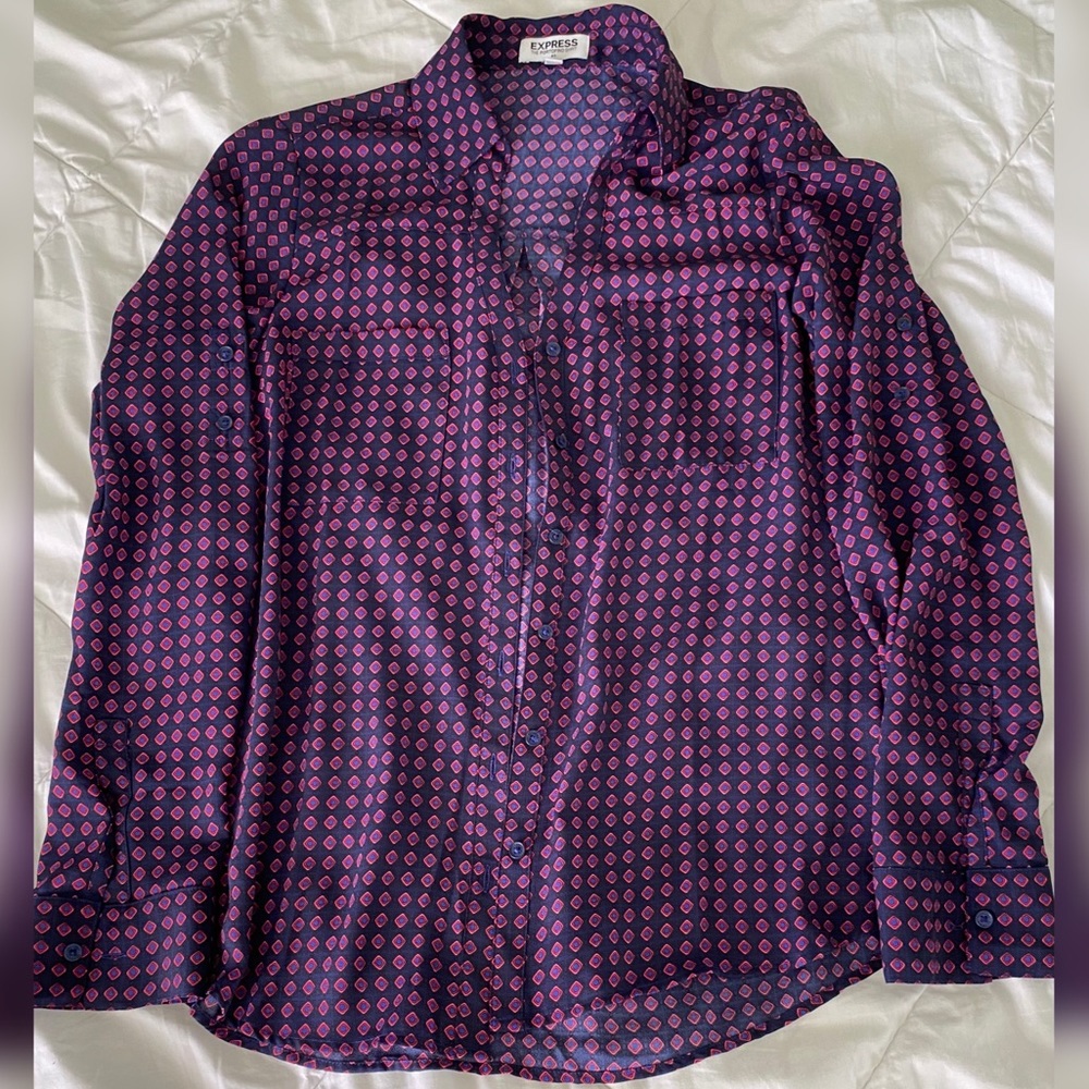 Express The Portofino Patterned Button Down Shirt… - image 1